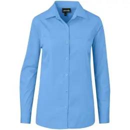 Ladies Long Sleeve Empire Shirt Sky Blue Front